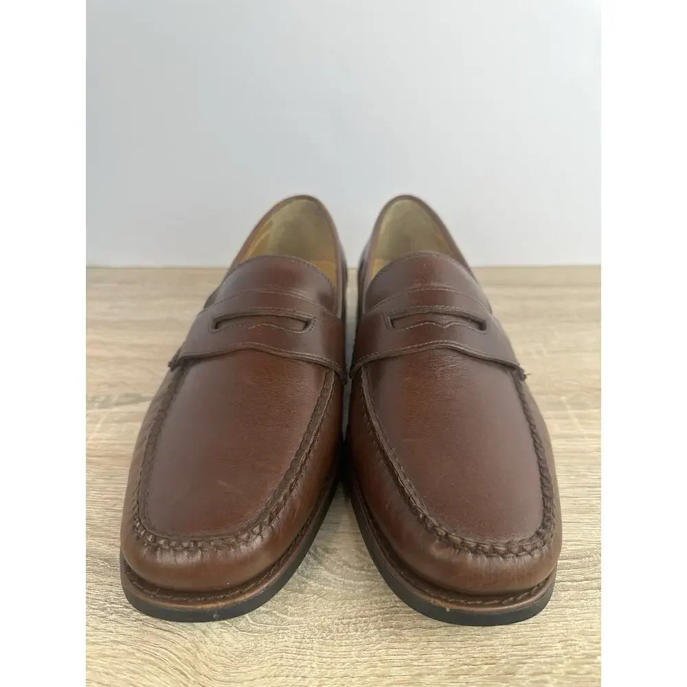 Johnston & Murphy Mens 9M Brown Leather Penny Loafers Slip On Dress Shoes